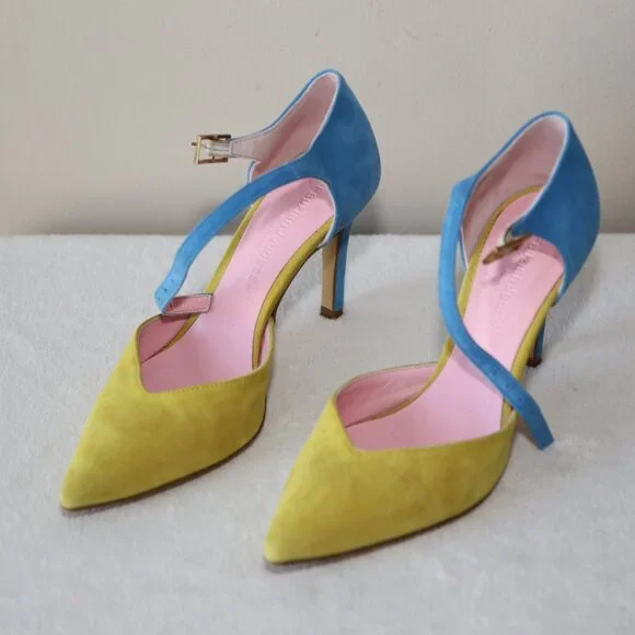 EUC Fauzian Jeunesse suede leather pumps pointed toes made in Italy SIZE 36 - Picture 1 of 8